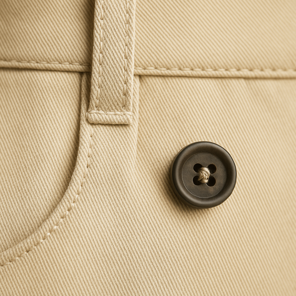 Close-up detail of Cotton Twill Chino Trousers