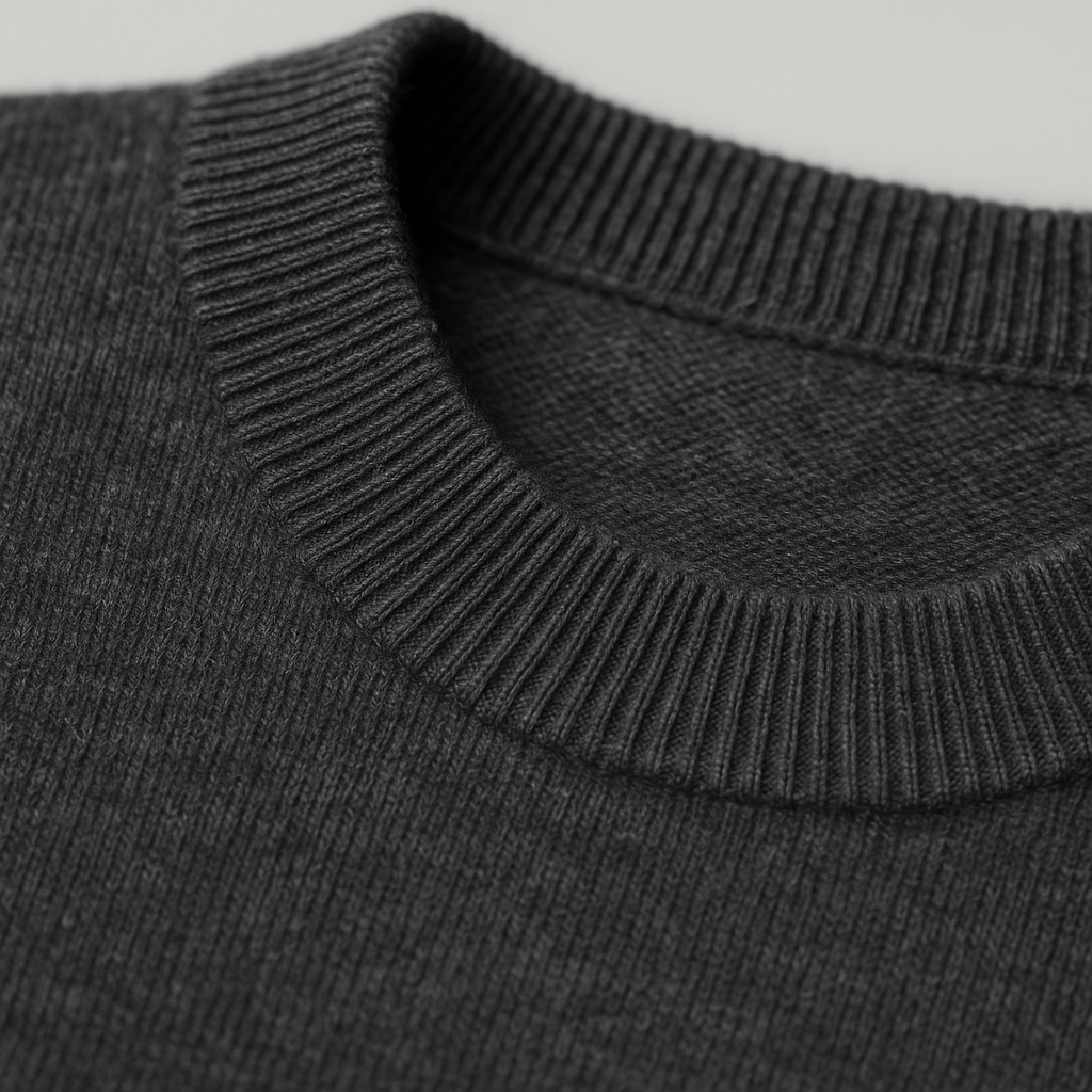 Close-up detail of Merino Wool Crewneck Sweater