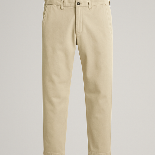 Cotton Twill Chino Trousers on a neutral background