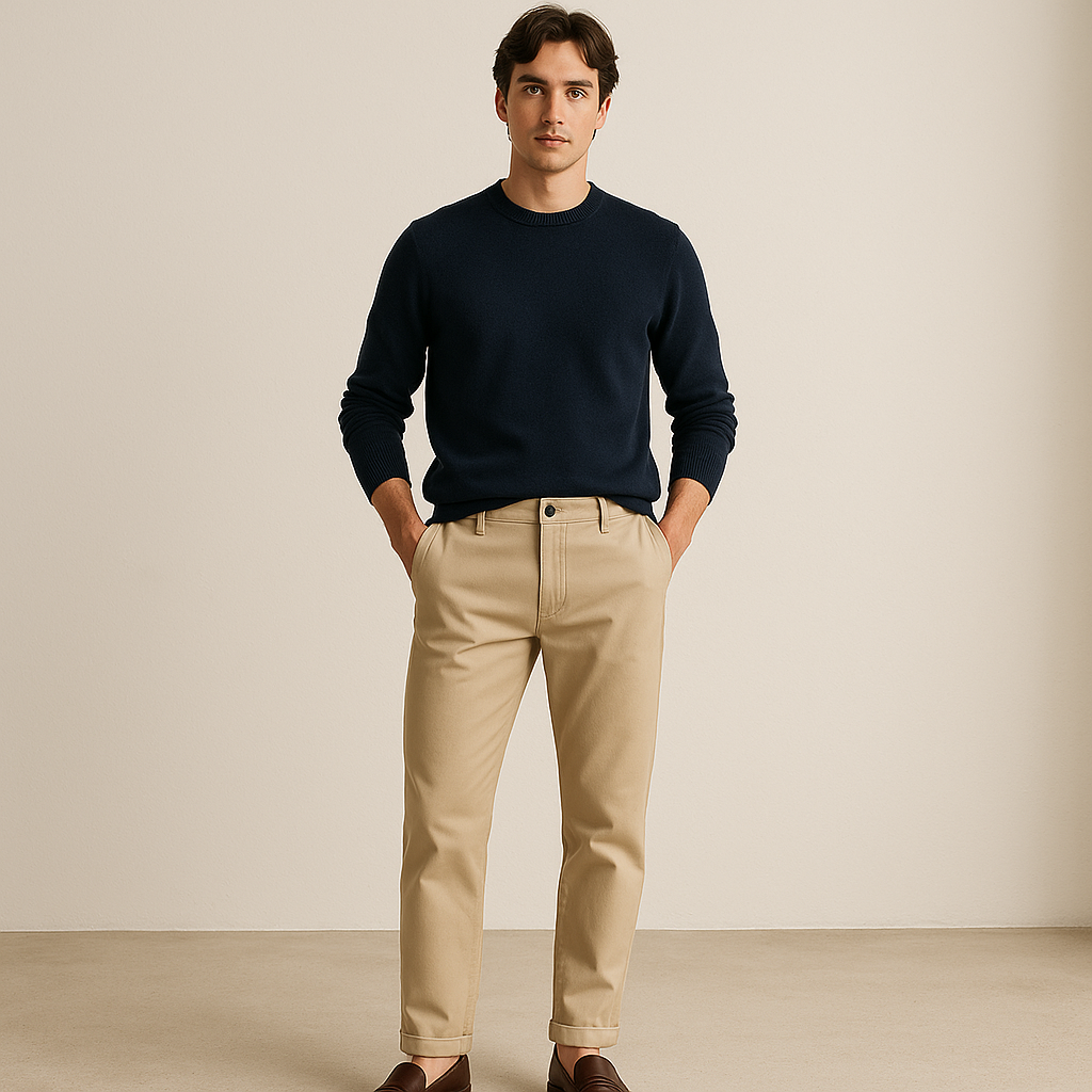 Person wearing Cotton Twill Chino Trousers