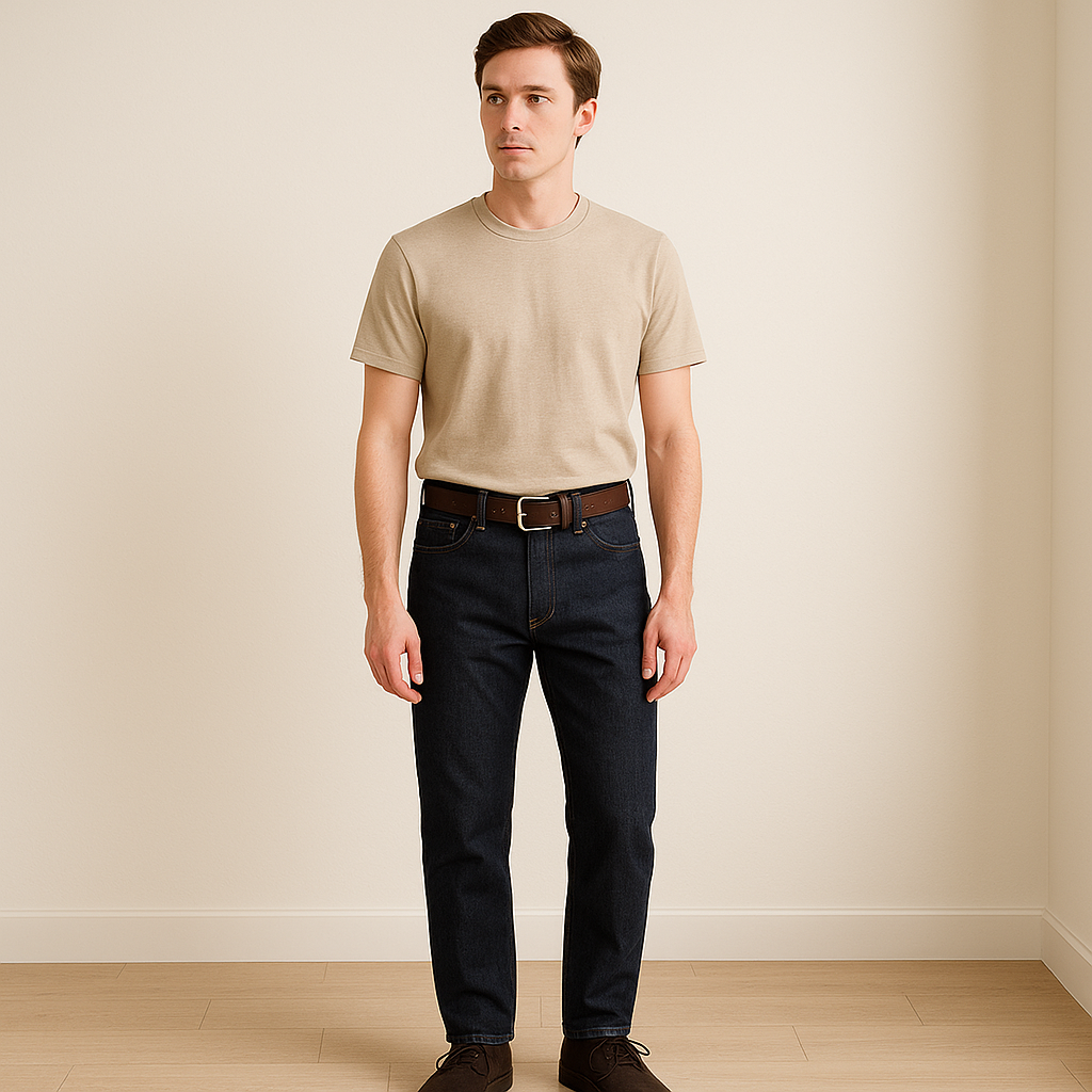 Person wearing Full-Grain Leather Belt
