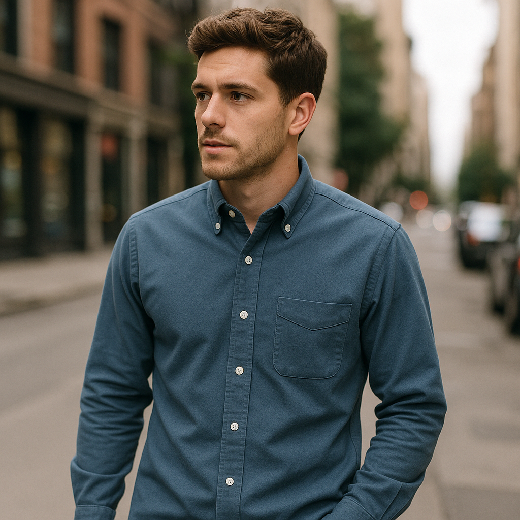 Heritage Oxford Button-Down Shirt shown in a typical use setting