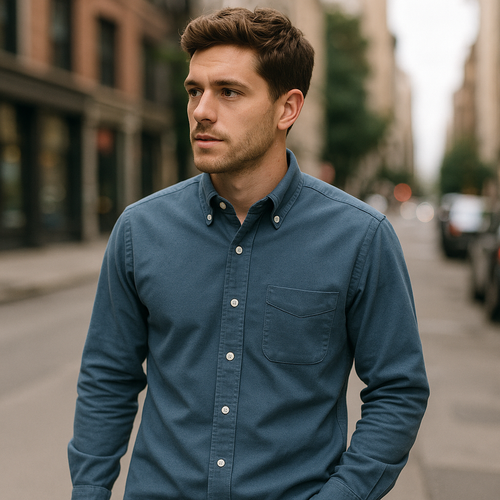 Heritage Oxford Button-Down Shirt shown in a typical use setting