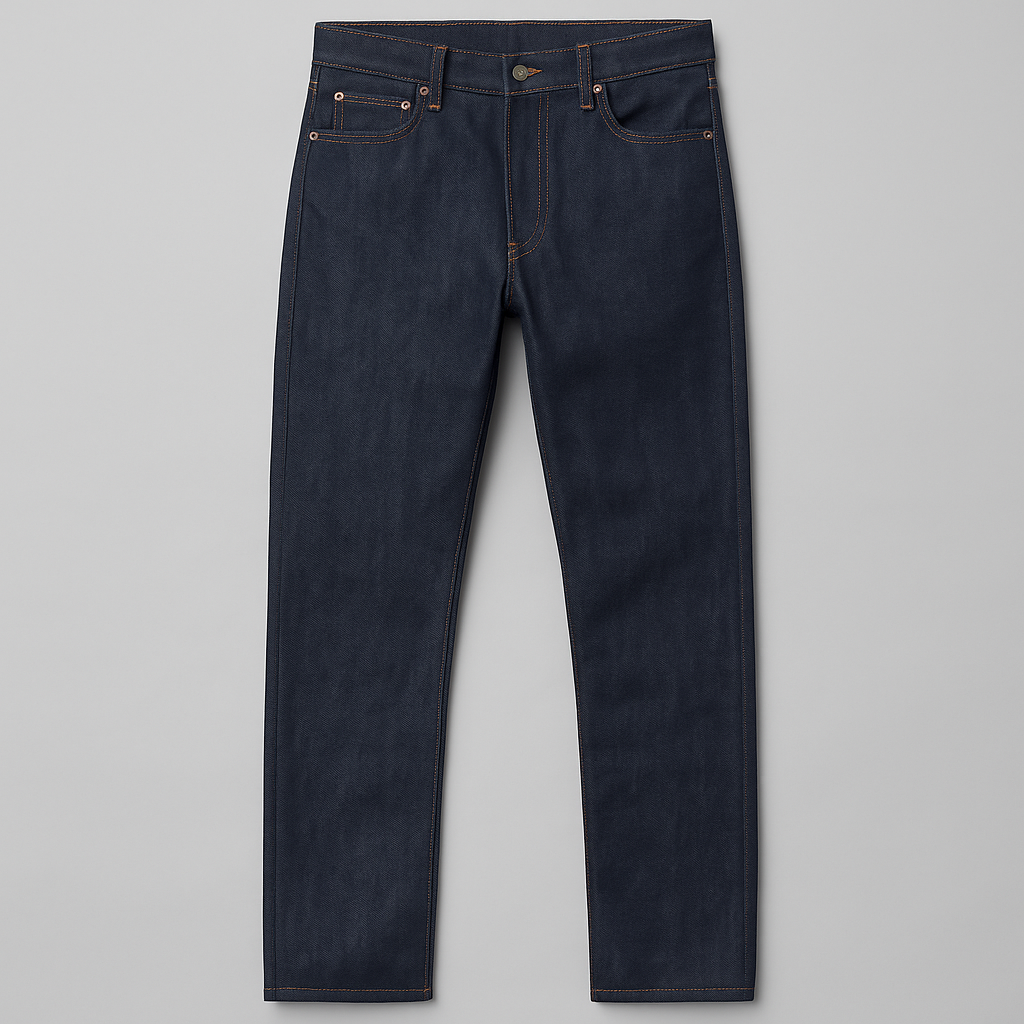 Slim Straight Selvedge Jeans on a neutral background