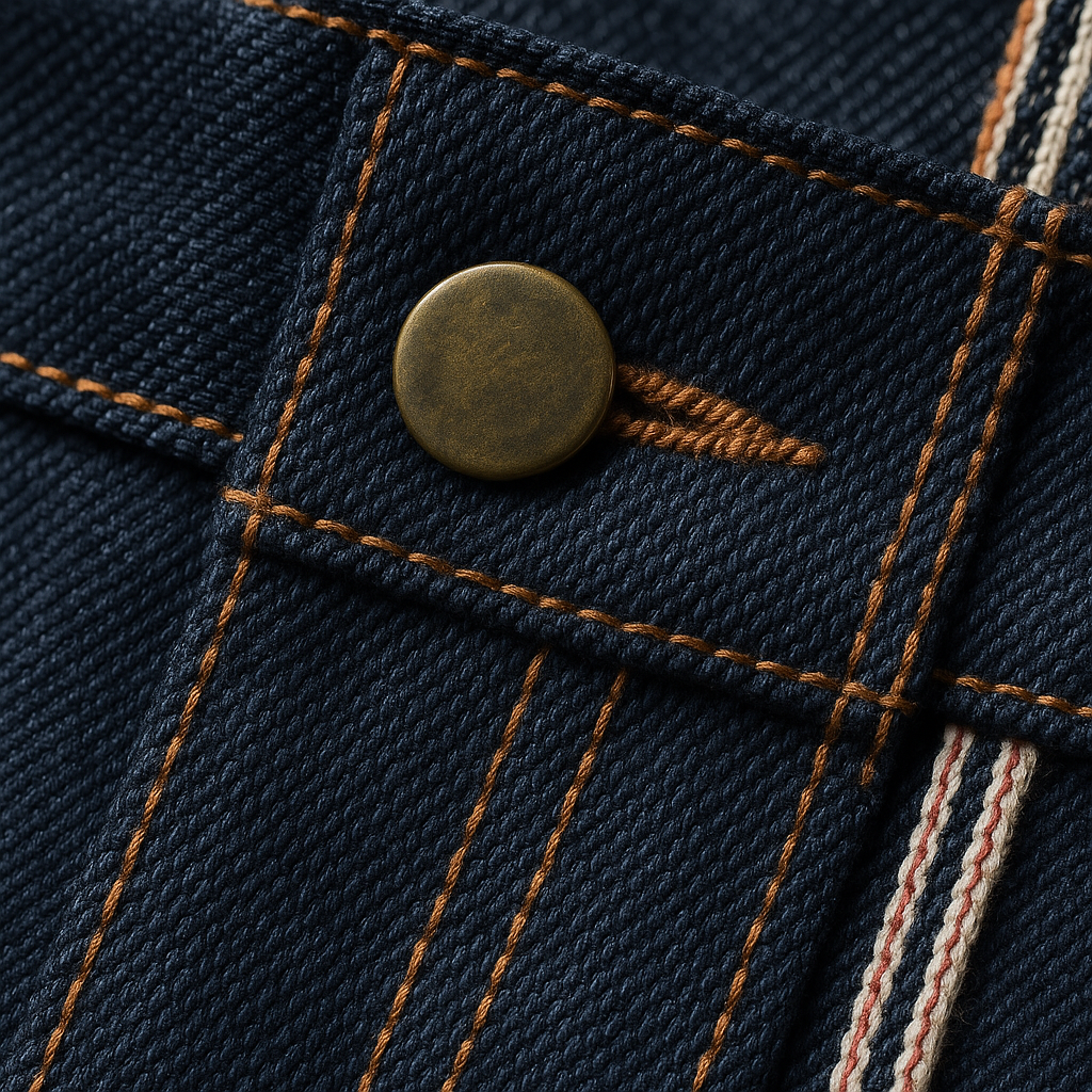 Close-up detail of Slim Straight Selvedge Jeans