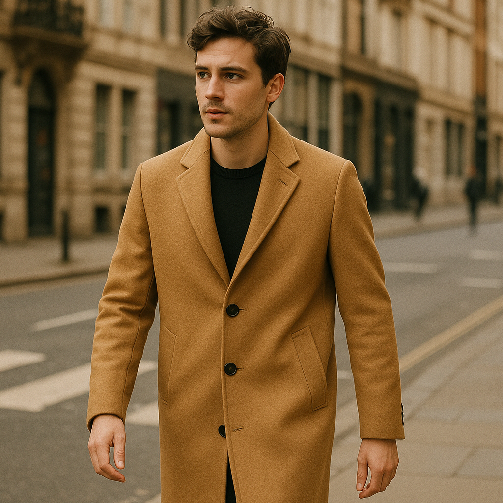 Wool-Blend Overcoat shown in a typical use setting